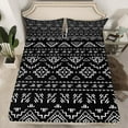 thumbnail image 2 of Tribal Boho Aztec Bed Sheets Black White Bohemian Sheet Set King Western Southwestern Fitted Sheet Geometric Diamond Striped Top Sheet Rustic Farmhouse Bedding Set 2 Pillow Cases, 2 of 5