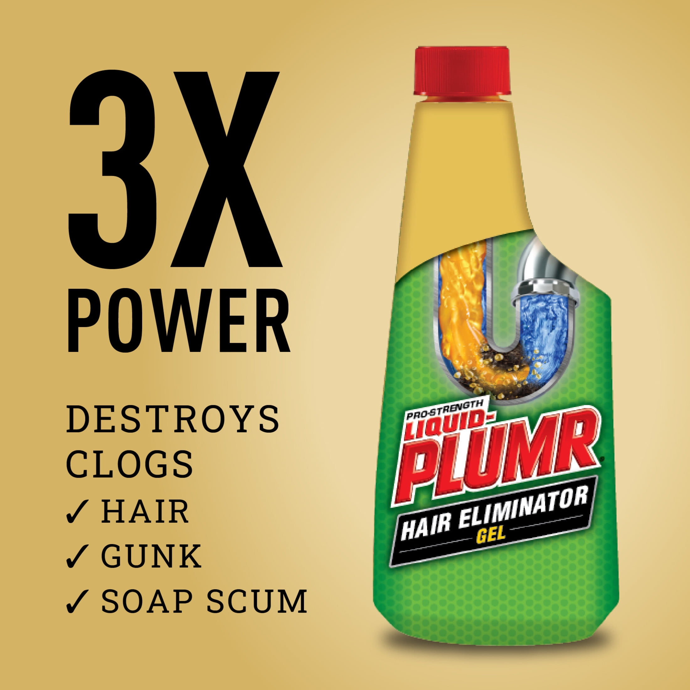 Liquid-Plumr Hair and Drain Clog Remover Gel, Septic Safe, Unscented, 16 fl oz