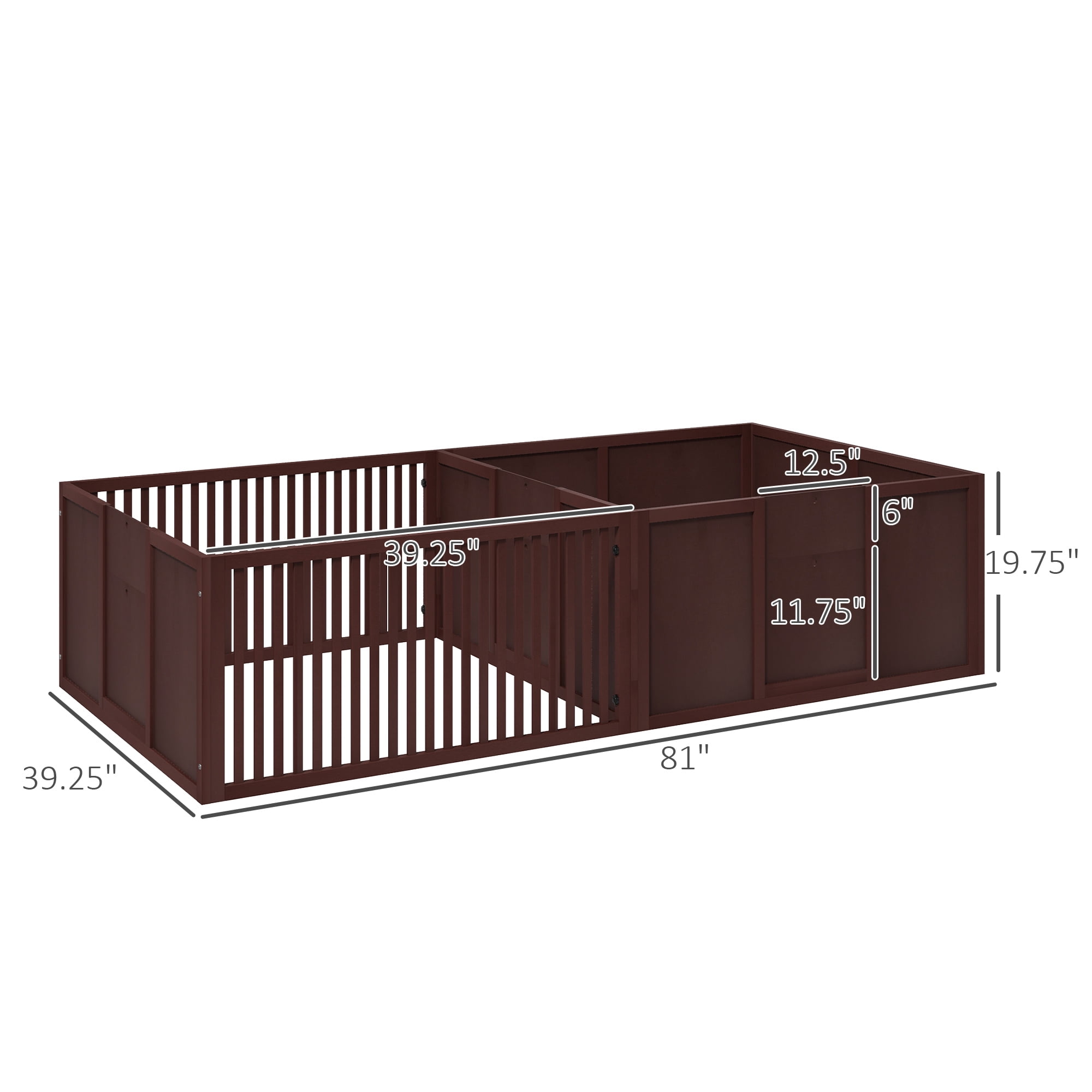 PawHut 81" x 40" Whelping Box for Dogs Built for Mother's Comfort, Newborn Puppy Supplies, Puppy Playpen with Adjustable Height Entrance Door, Coffee