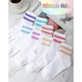 thumbnail image 5 of Lsupdaol 8 Pairs Kids Stripe Socks Cotton Crew Socks Colorful Retro Stripe Athletic Hosiery for School Kids, 5 of 11