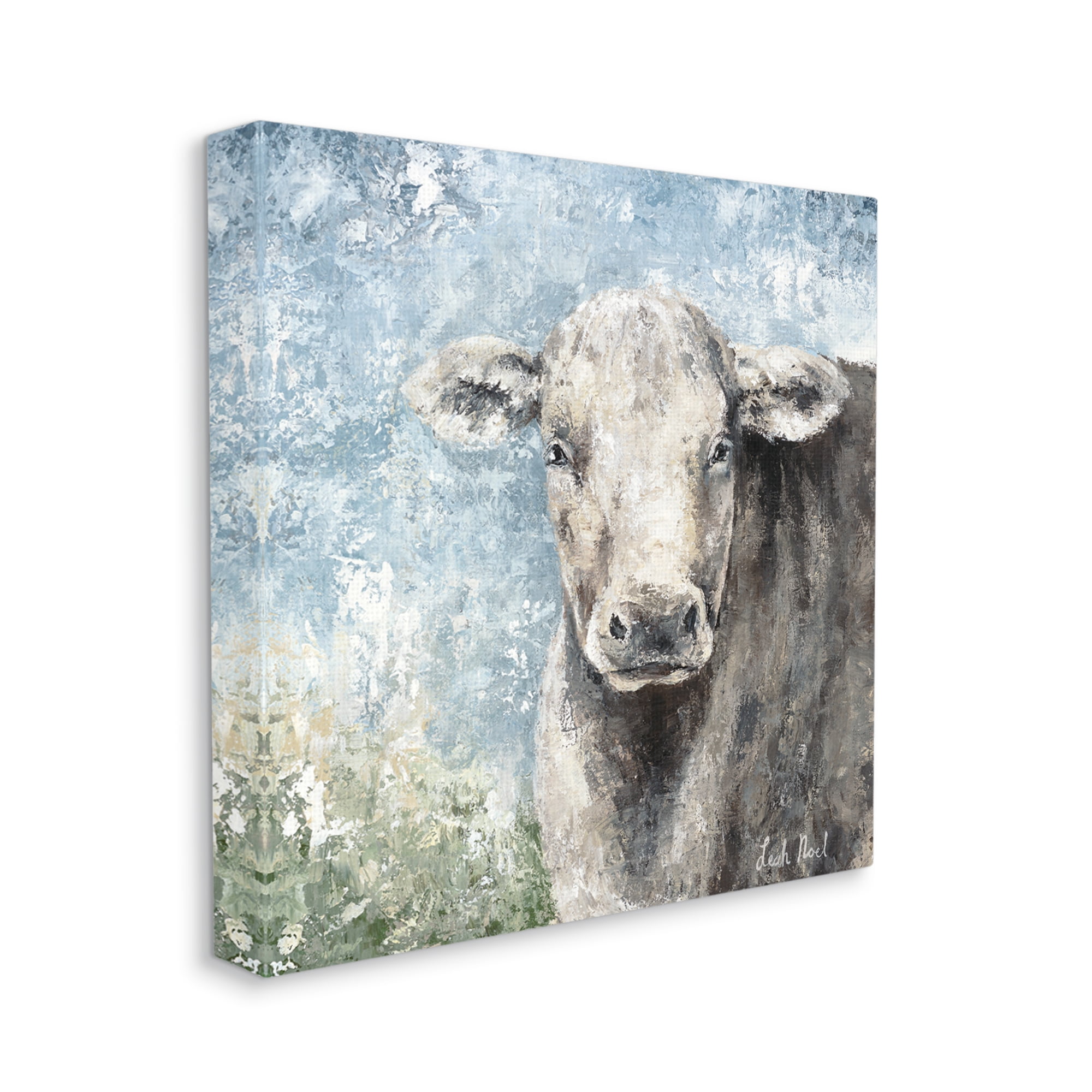 Stupell Industries Abstract Dappled Cow Portrait Animals & Insects Painting Gallery Wrapped Canvas Art Print Wall Art, 30 x 30