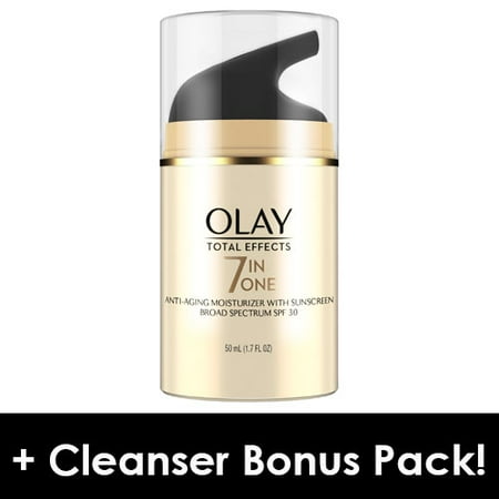 Olay Total Effects 7-in-1 Anti-Aging Daily Face Moisturizer With SPF 30, 1.7 fl oz + Daily Facial Dry Cleansing Cloths, 7 ct