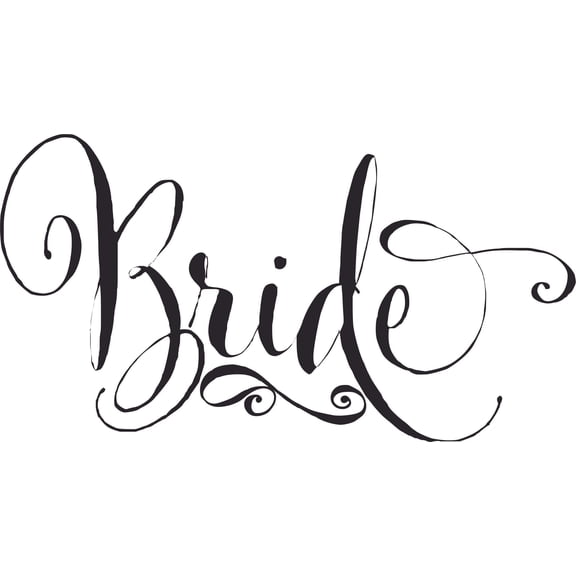 Bride Wall Art Cool Lettering Sticker Decal | Removable Vinyl Adhesive - 16" x 40" Bachelorette Wedding Decoration - Black