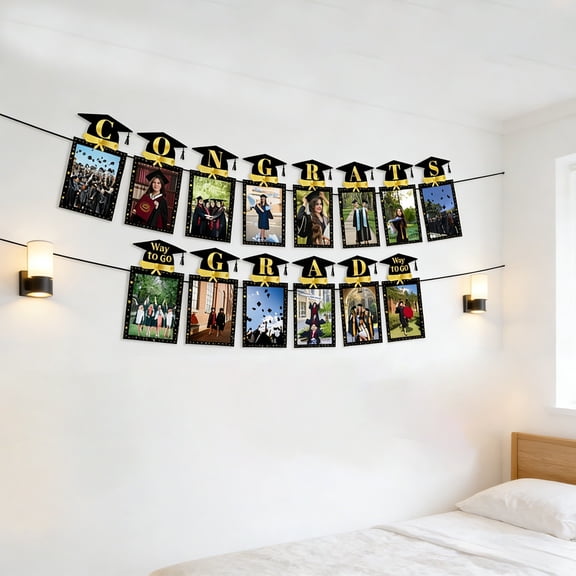 Congrats Grad Photo Banner for Graduation Party, Photo Display Decor Supplies