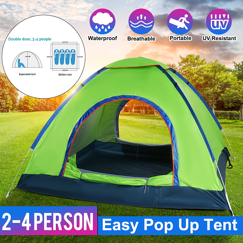Backyard Top Window Beach Backpacking 2 Mesh Windows Traveling ,Baby Family Privacy Automatic Sun Shelter for Outdoor G4Free Pop up Tents 3-4 Person UV Protection,Ventilated 2 Doors Hiking