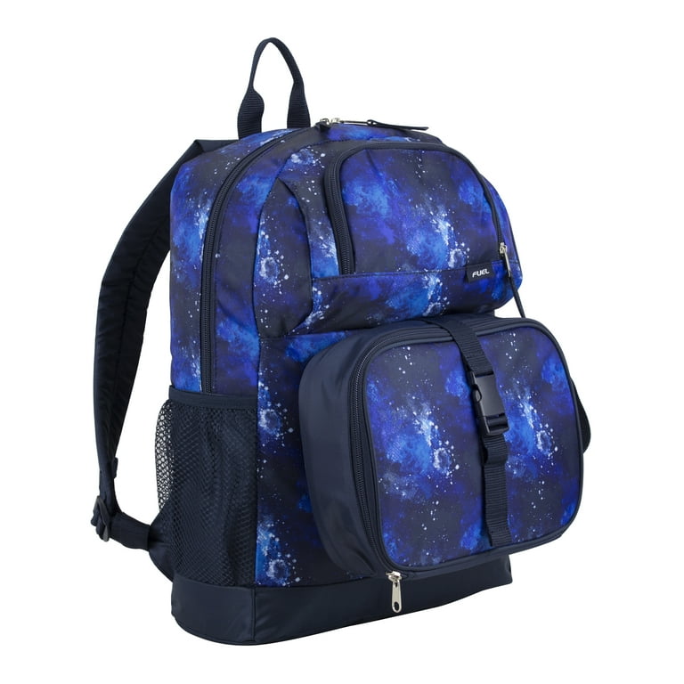 Fuel Unisex 4 Piece Combo Backpack with Lunch Box Storage Case and Shoe Pouch Blue Galaxy Walmart
