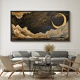thumbnail image 2 of Large Framed Canvas Print Golden Crescent Moon & Clouds – Mystical Night Sky PaintingWall Art Decorative Ready to Hang Painting for Living room Bedroom 60x30 inches Black Frame, 2 of 9