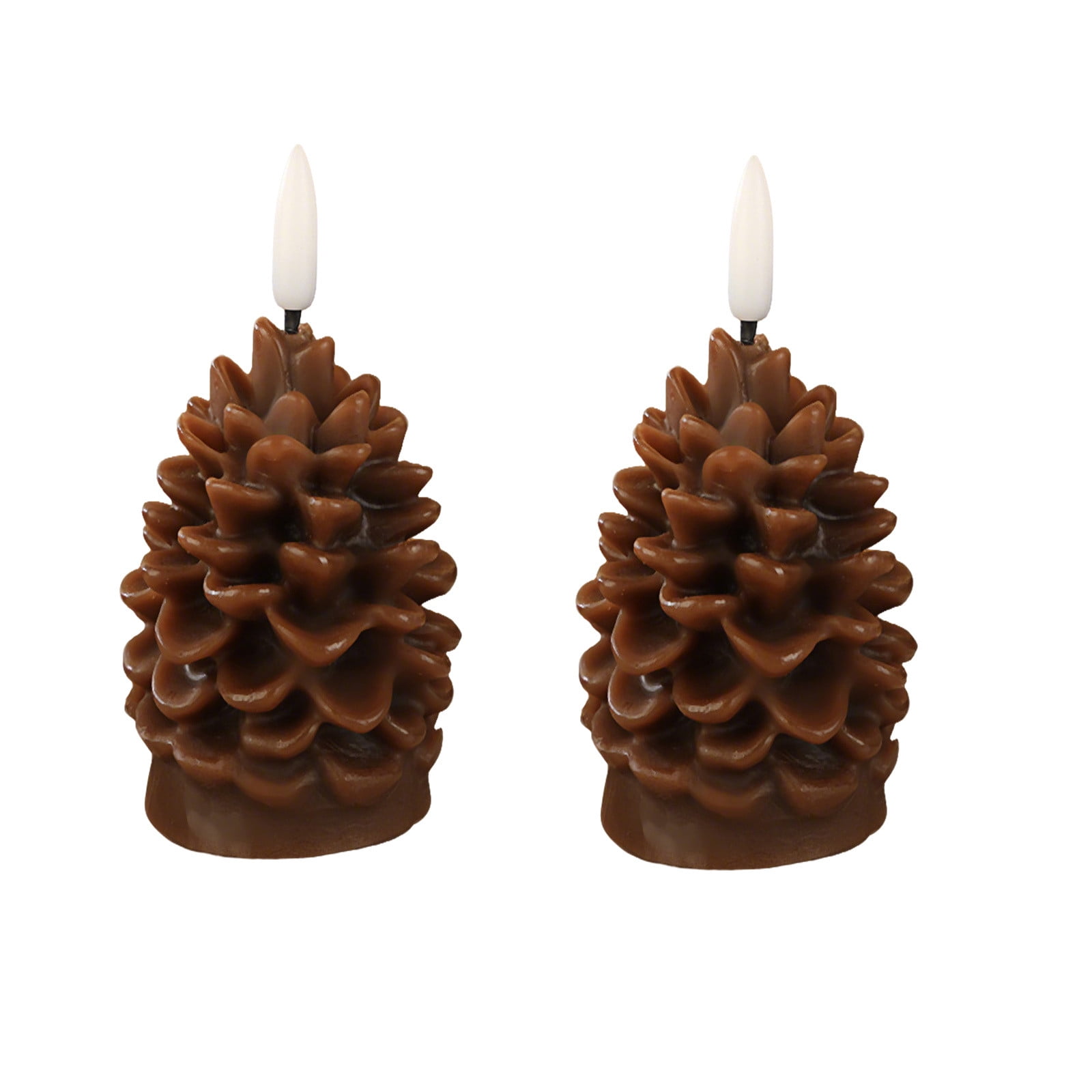 Christmas Pinecone Candles Flameless Decor LED Pinecone Candle Decor,Real Wax Unscented Battery Operated Candle for Thanksgiving Christmas Winter Holiday Decoration