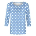 thumbnail image 4 of Viluyesy 3/4 Sleeves T-Shirt Women Round Neck Shirt Tops Loose Blouse Light Blue Size 2XL, 4 of 4