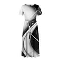 thumbnail image 3 of Dorkasm Plus Size Formal Dresses for Curvy Women 3/4 Sleeve A-Line Flowy Printing Maxi Dress Pockets White 2XL, 3 of 4