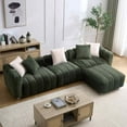 thumbnail image 2 of Timbernest 114" Sofa with Movable Ottoman and 5 Pillows, 4-Seater Corduroy Couch for Living Room, Green, 2 of 5