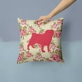 thumbnail image 2 of Pug Shabby Chic Yellow Roses  Fabric Decorative Pillow, 2 of 4