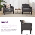 thumbnail image 2 of LAZZO Accent Chair, Mid-Century Modern Linen Tufted Armchairs for Living Room and Office, Dark Gray, 2 of 8
