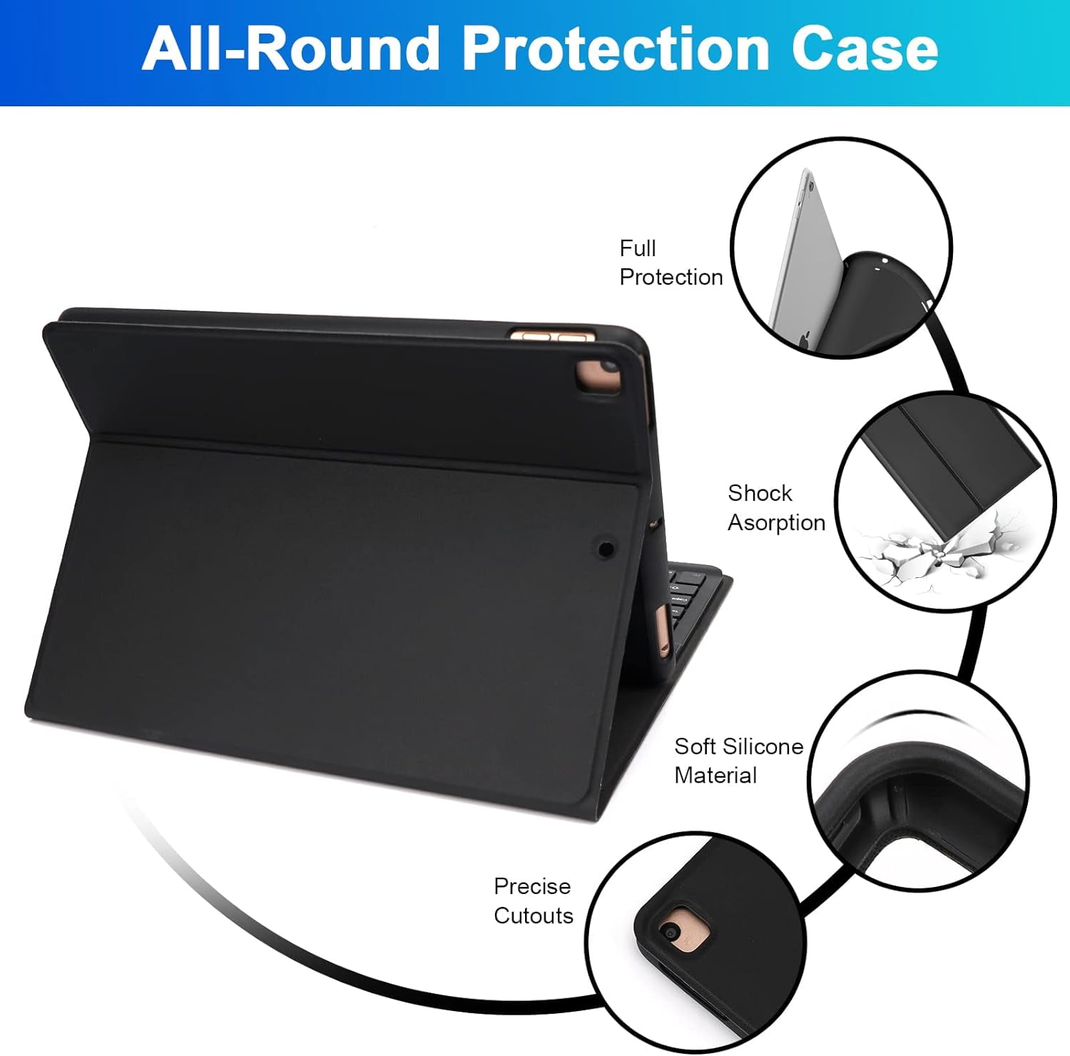 KOMI Keyboard Case for 10.2 inch iPad, Wireless Case with Keyboard with Pencil Holder for iPad 10.2&10.5 inch(9th 2021/8th 2020/7th Generation 2019, iPad Air 3 2019, iPad Pro 2017)