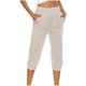 thumbnail image 2 of ICHUANYI Clearance Fashion Womens Casual Solid Color Elastic Loose Pants Straight Wide Leg Trousers(Khaki, M) ICHUANYI WER2023080801268, 2 of 6