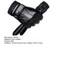 thumbnail image 5 of Naierhg 1 Pair Gloves Windproof Full Finger Plush Lining Faux Leather Waterproof Anti Skid Gloves Black, 5 of 7