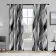 thumbnail image 2 of Black And Grey Curtains Modern Striped Decorative Light Blocking Darkening Grommet Grey Curtain For Living Room Villa, Bedroom Gray And White 26"W x 45"L (Pack of 2), 2 of 6