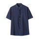 thumbnail image 2 of pstuiky camisetas para hombre, Camisa informal de manga corta con cuello alto, bolsillos y botones de color liso para hombre camisas casuales para hombre l, 2 of 9