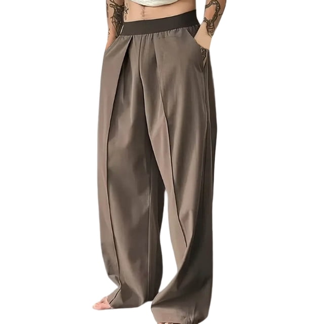 Coffee for Man Summer Fall Spandex Color Block Loose Fit Elegant Brunch Straight Leg Elastic Waist Basic Long Leg Pants Man 2025 Clothes Country Concert Y2K XXL