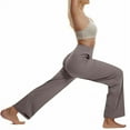 thumbnail image 4 of Tqyyweavej Womens Wide Leg Pants Tummy Control Stretch Fitness Dress Trousers Solid Color Workout Casual Yoga Pants with Pockets Size S to 2XL, 4 of 6
