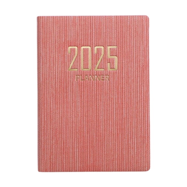 Cuaderno planificador con calendario 2025, agenda para el hogar, oficina, útiles escolares portátiles, planificador semanal y mensual de 365 días A7 Rosa