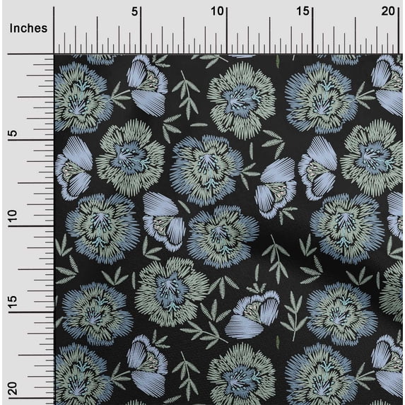 oneOone Organic Cotton Poplin Twill Fabric Leaves & Floral Artistic Decor Fabric Printed BTY 42 Inch Wide