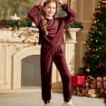 thumbnail image 3 of Jalioing Kids Girls Lounge Set 2 Piece Outfits Solid Velvet Long Sleeve Sweatshirts and Sweatpants Set Tracksuit, 3 of 9