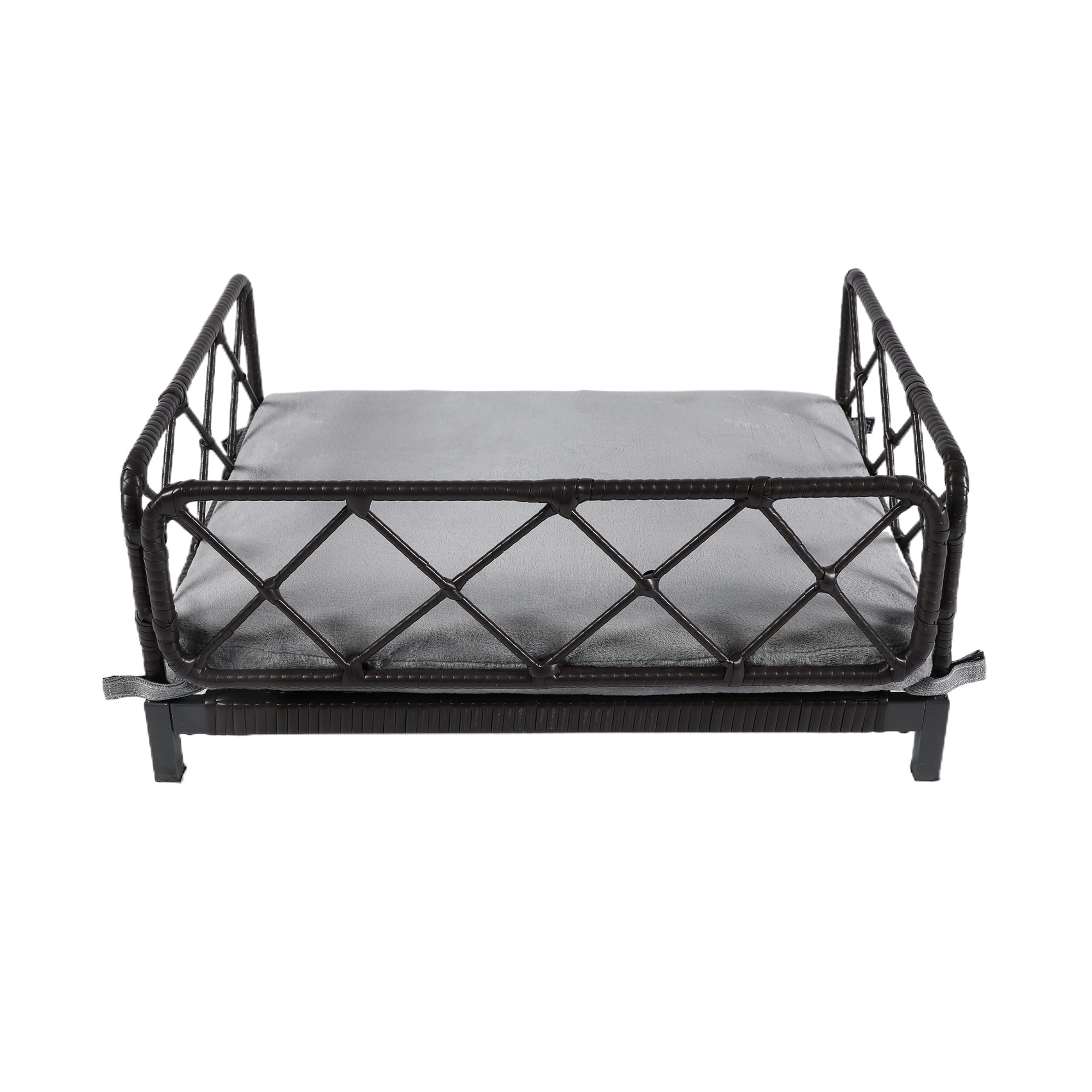 Kadyn 25" Wicker Dog Bed for Small Dogs with Removable Mattress Cover in, Dog Sofa Bed, Modern Pet Bed Furniture for Puppies and Little Breeds, Black