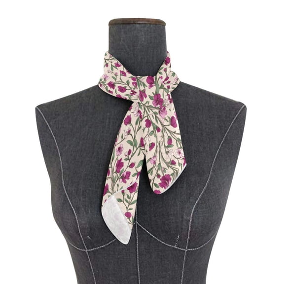 Square Scarf 24x24 Inch Red-pink Magenta Flowers Silky Satin Sun Protection Neck Scarf for Women Multi-Purpose Head Wrap Bandana for Hair Bag Decoration