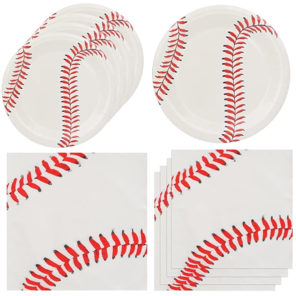 Snimics 40Pcs Baseball Party Decorations Baseball Plates Baseball Napkins For Baseball Birthday Party Supplies Baseball Fans Boys Baby Shower(2-Baseball)