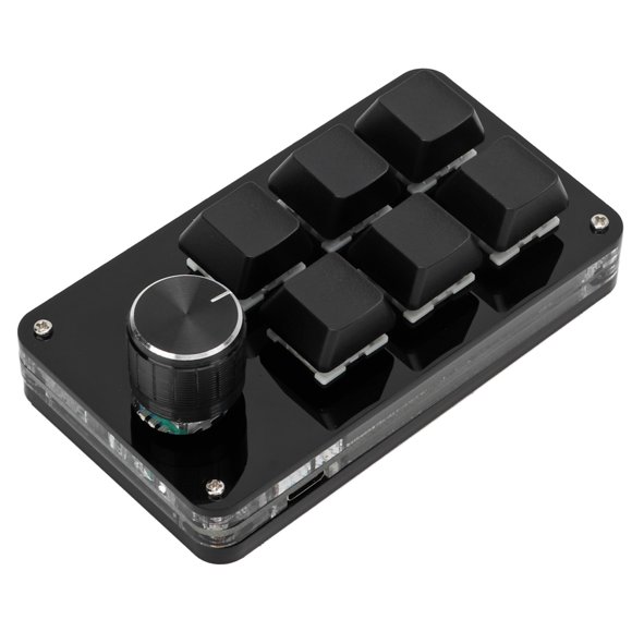 Mini Keypads, Multifunction Simple Operation Dustproof Wear Resistant High Strength One Handed Mechanical Keyboard For Office For Laboratory Black White,Matte Black + Glossy