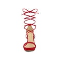 thumbnail image 6 of BLISSFUL STEP Women's Sandals Stiletto Heels Platform Heels Lace up Sandals Red 10, 6 of 8