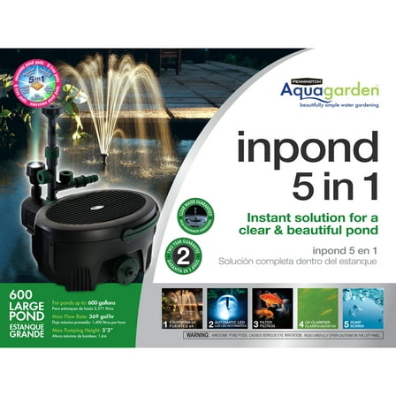 Pennington Aqua Garden All-in-One Kit 369-GPH Electric Submersible Pond Pump, Model# 100541845