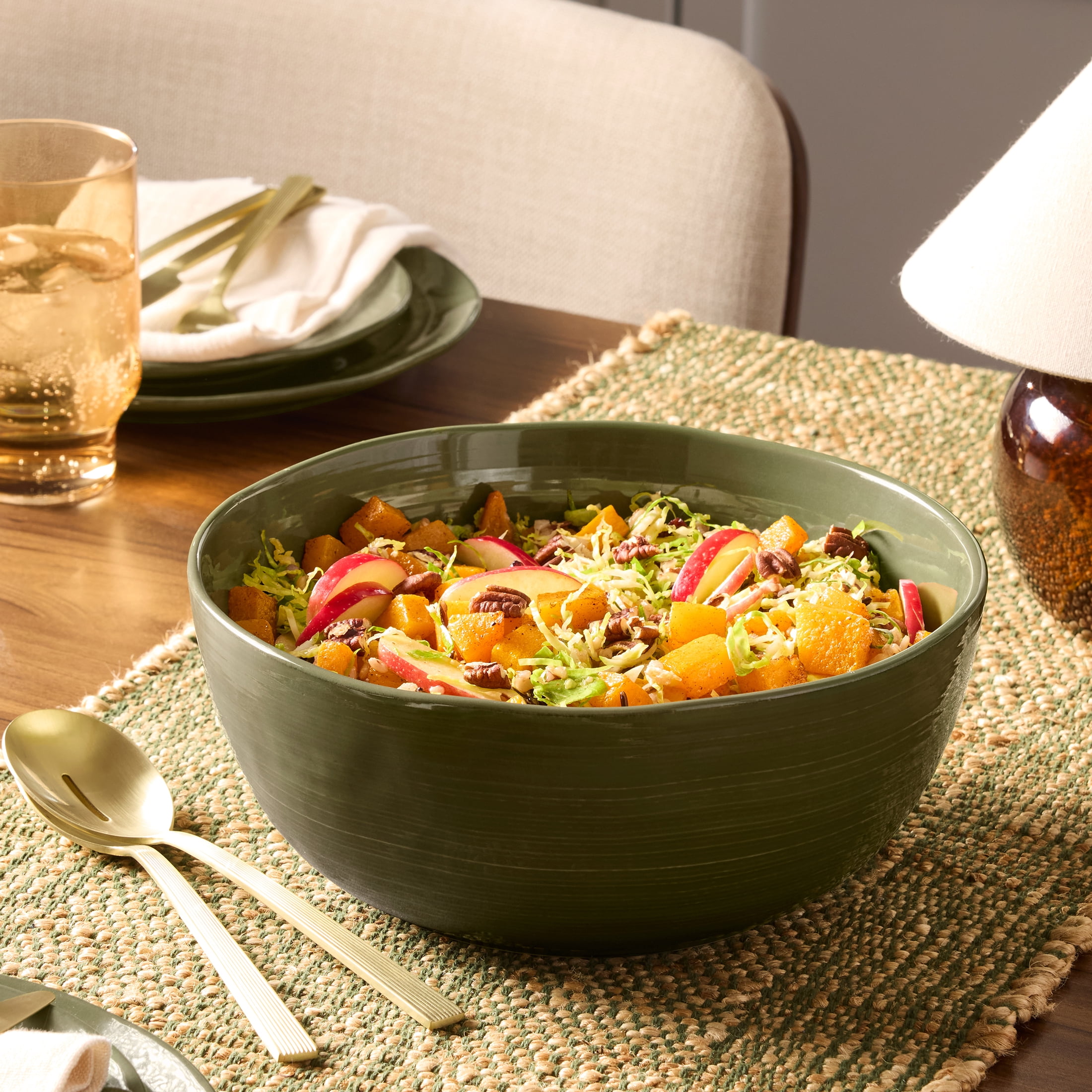 Better Homes & Gardens Artisan Round Green Stoneware Serving Bowl, 10 in, 18 oz