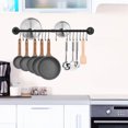 thumbnail image 3 of Estante para ollas, organizador de utensilios de cocina con tapa desmontable para montar en la pared, con ganchos, color negro, 3 of 4