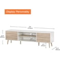 thumbnail image 7 of WAMPAT LED Mid-Century Modern TV Stand for TVs up to 75 inch Flat Screen Wood TV Console with Storage, Entertainment Center in White and Oak for Living Room and Bedroom, 71 inch,Yellow Light, 7 of 7