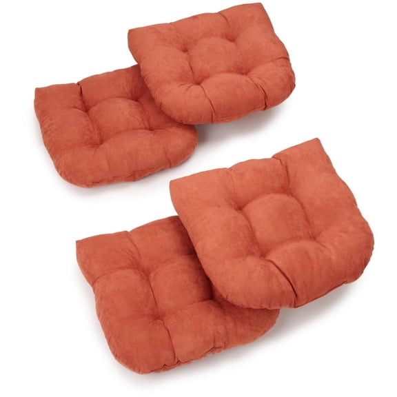Blazing Needles 93184-4CH-MS-SP 19 in. U-Shaped Microsuede Tufted Dining Chair Cushions, Spice - Set of 4
