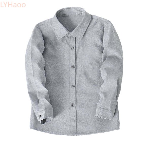 LYHaoo Classic Black Dress Shirt For Boys Formal Long Sleeve Button Down Shirt For Kids Performance Matching Basic Tee,Sizes 3-4 Years