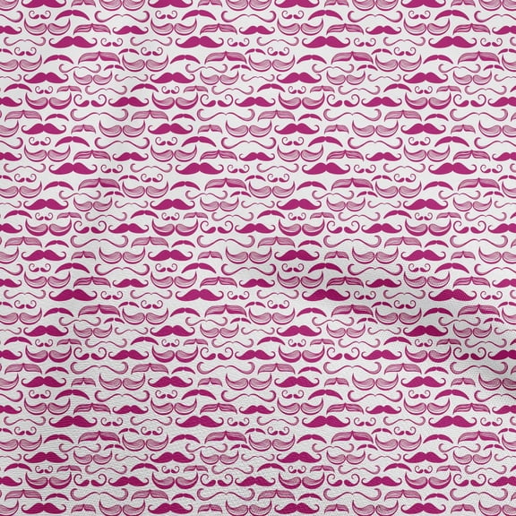 oneOone Viscose Chiffon Pink Fabric Conversational Moustache Quilting Supplies Print Sewing Fabric By The Yard 42 Inch Wide