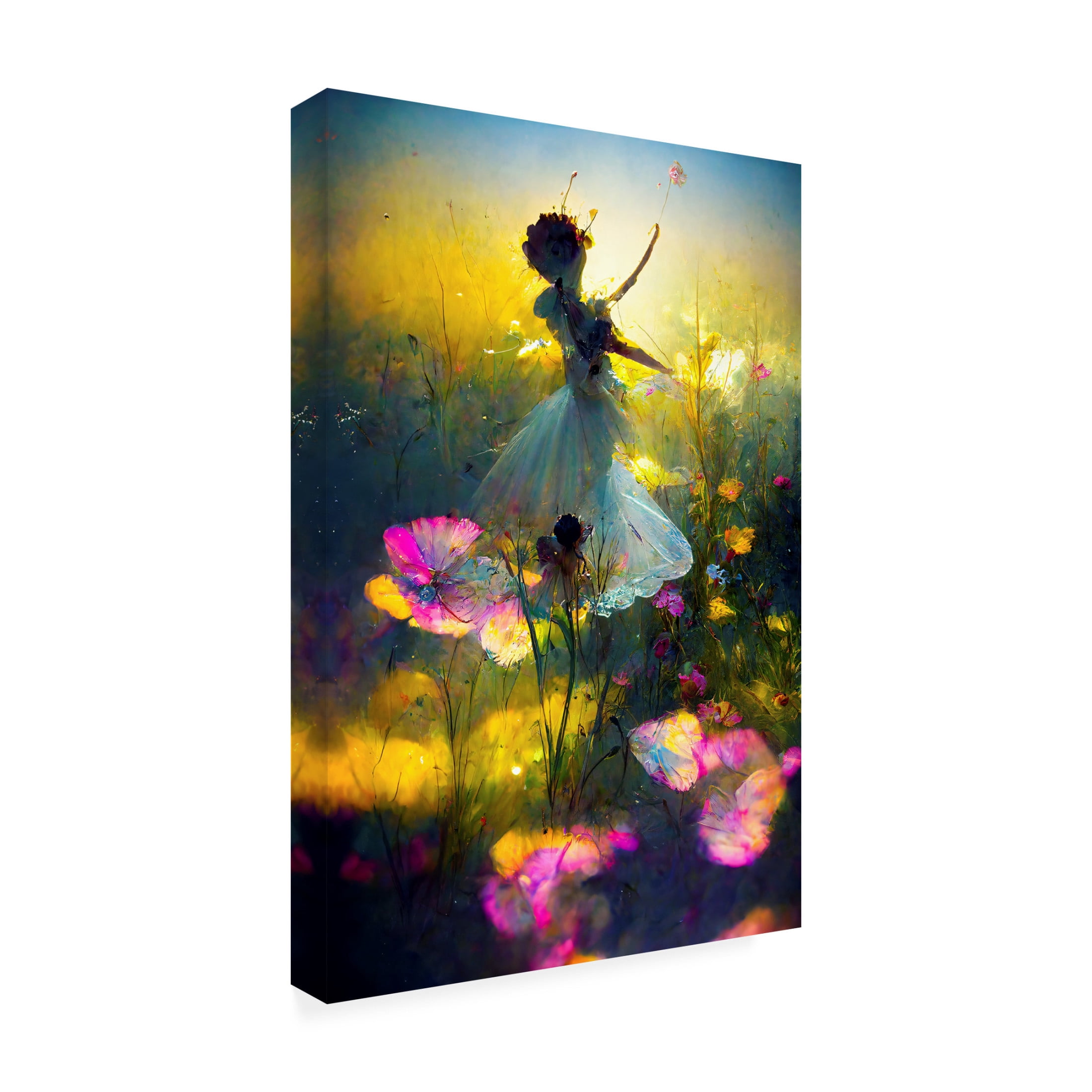 Canvas Wall Art - Ray Heere 'Flower Dance 3' Wall Art for Living Room, Bedroom, or Office Décor by Trademark Fine Art - 12 x 19 Inches