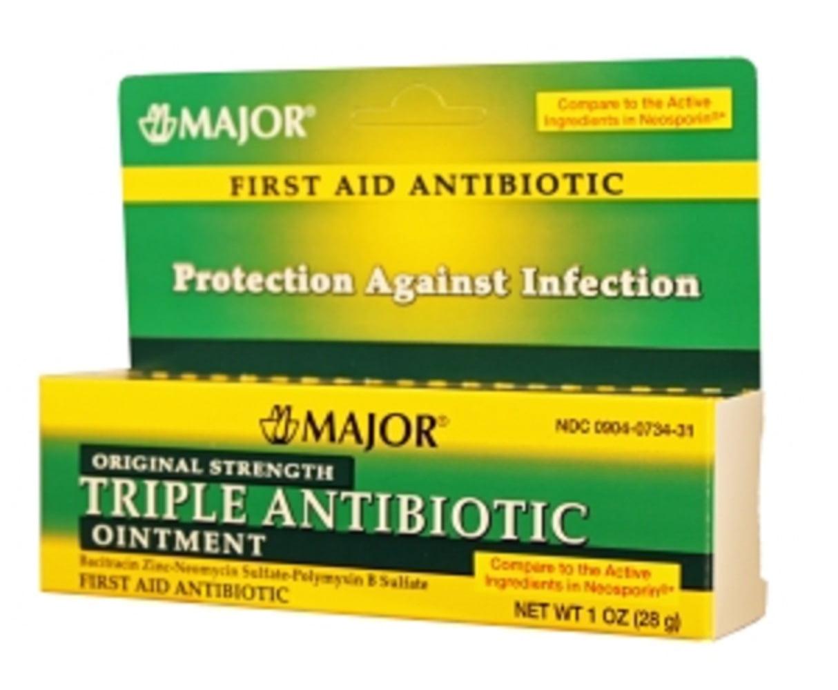 193MJRX MAJOR TRIPLE ANTIBIOTIC OINTMENT BACITRACIN ZINC-400 Unit/GM White 28 GM UPC 309040734310 (PACK of 2)
