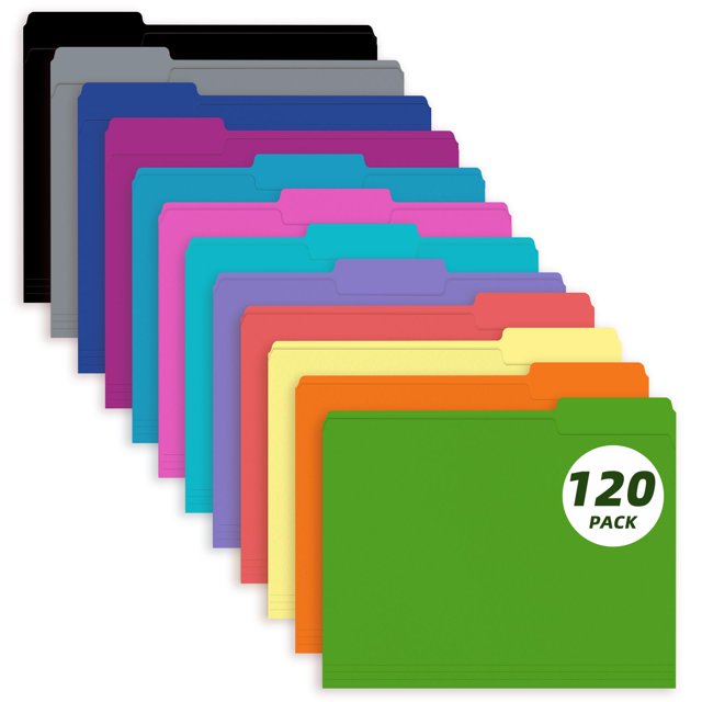 Carpeta de archivos PANDRI, paquete de 120 unidades, color, con lengüeta cortada 1/3, tamaño carta