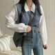 thumbnail image 4 of Blusa de dos piezas con cuello de Polo para mujer, camisa coreana informal Vintage, Jersey suelto, Tops de manga larga, blusas elegantes, Primavera, Y2k, 4 of 5