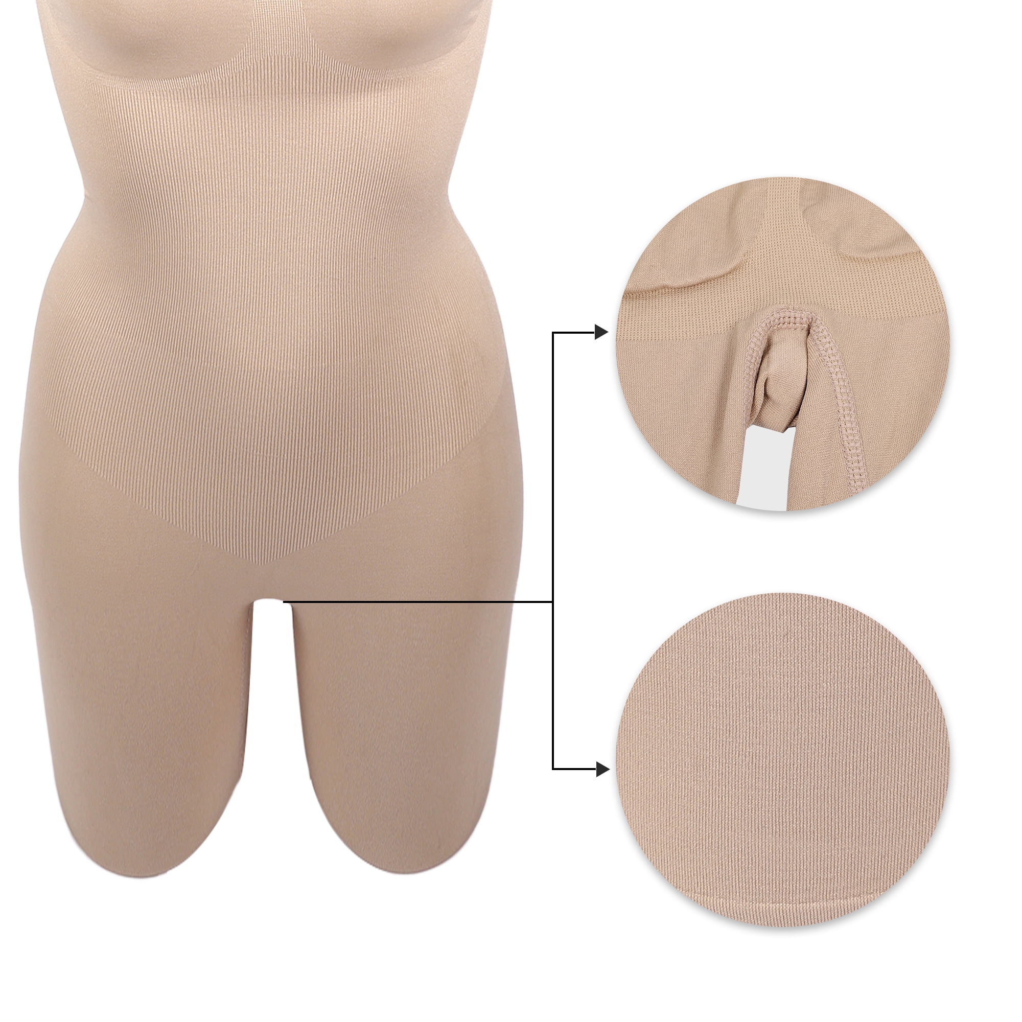 Unique Bargains Women Shapewear Tummy Control Full Bust Body Bodysuit L Beige