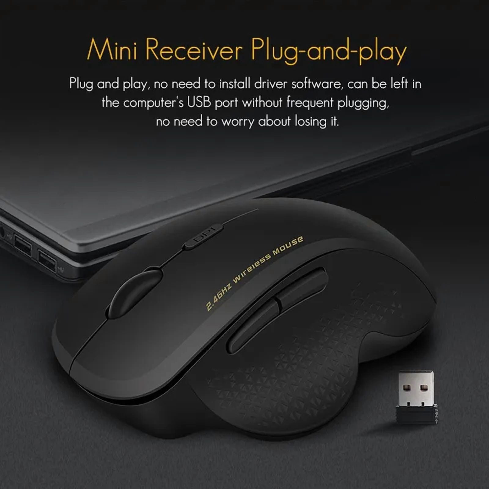 Wireless Gaming Mouse 2.4G Ergonomic Cordless Mouse with USB Receiver Computer Mouse with 6 Buttons for Laptop PC Computer