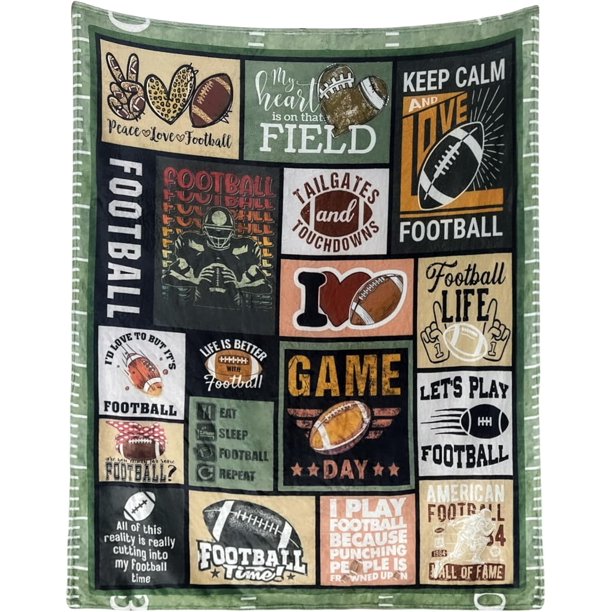 LHSHID Football Gifts for Boys Men Football Lover Gifts Soft Flannel Football Team Football Lovers Blankets and Throws Bed Bedding Couch Sofa 60x80in