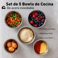 thumbnail image 2 of Set de 5 Bowls de Cocina Bluelander de Acero Inoxidable, Recipientes en Diferentes Tamaños, 2 of 6