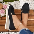 thumbnail image 3 of Rokment Womens Platform Wedge Loafers Fall Stylish Casual Solid Leather Memory Foam Chunky Heels Slip on Business Office Work Casual Shoes, 3 of 5