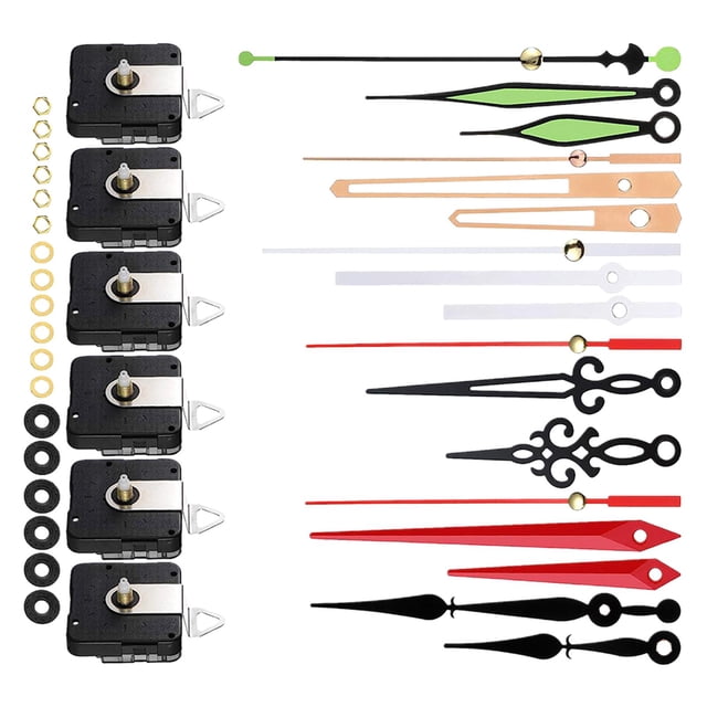 Juego de 6 mecanismos de reloj colgante para bricolaje, mecanismo de movimiento de reloj de pared, piezas de reparación para el hogar Eje 13mm Rosca 5mm