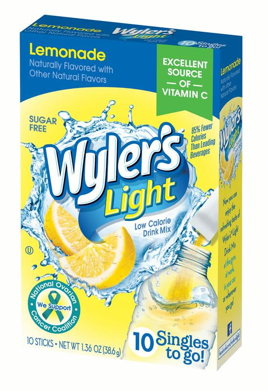 (10 Packets) Wyler's Light Lemonade Sugar Free, OnTheGo, Caffeine